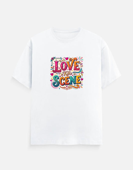 Love Ka Scene typography graphic design on a Unisex Classic Crew T-Shirt inspired by modern romance and relationships
