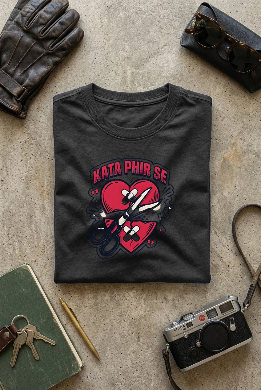 Vipaniq Kata Phir Se Classic T-Shirt in Charcoal Melange – flat lay