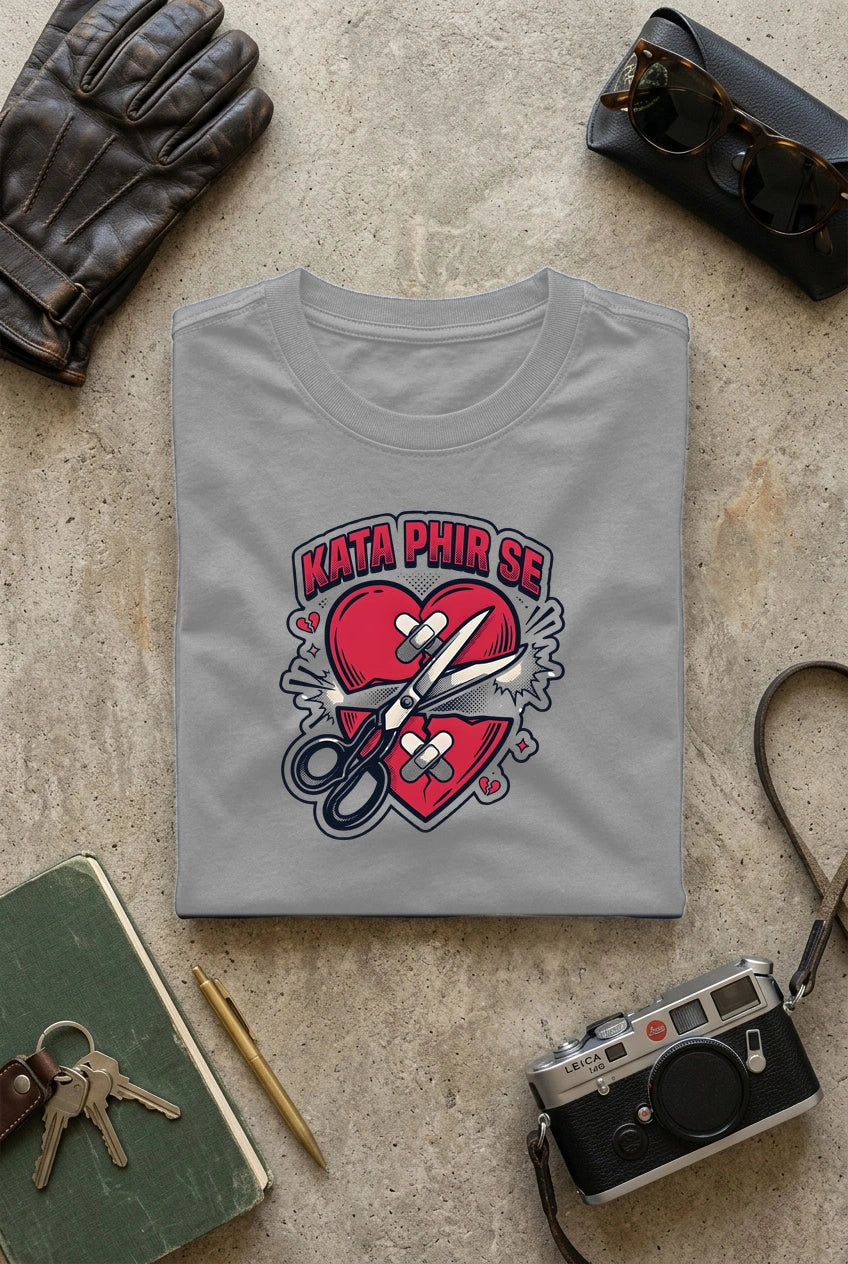 Vipaniq Kata Phir Se Classic T-Shirt in Grey Melange – flat lay
