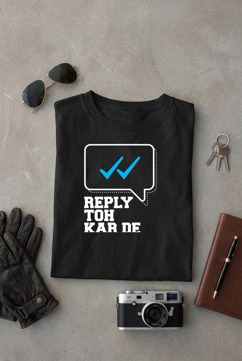 Vipaniq Reply Toh Kar De Classic T-Shirt in Black – flat lay