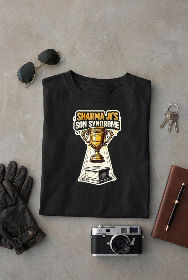 Vipaniq Sharma Ji's Son Syndrome Classic T-Shirt in Black – flat lay