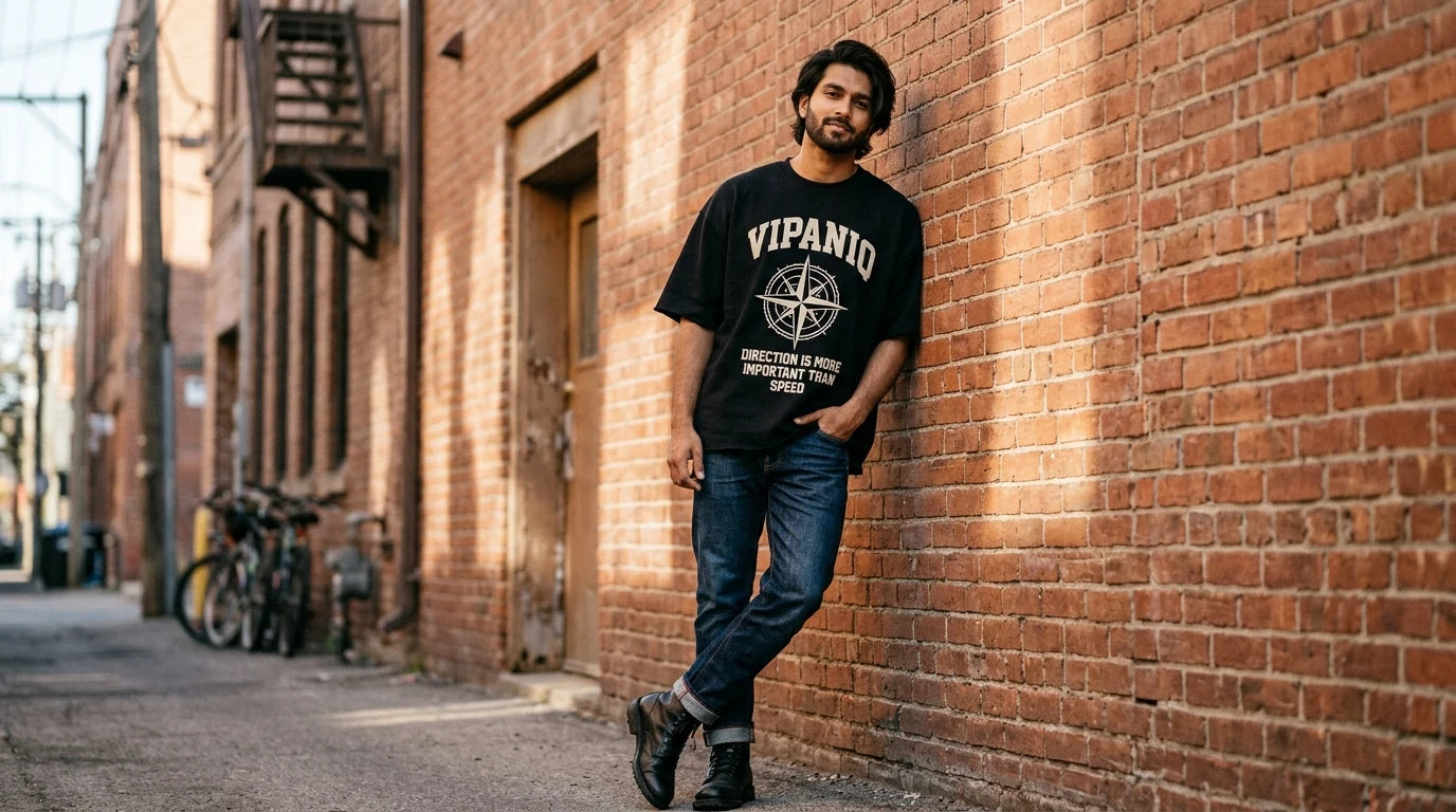 Rohan wearing VIPANIQ Direction Is More Important Than Speed Graphic T-Shirt